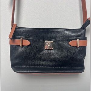 Jones New York Black and Tan Shoulder Bag with Leather Accents